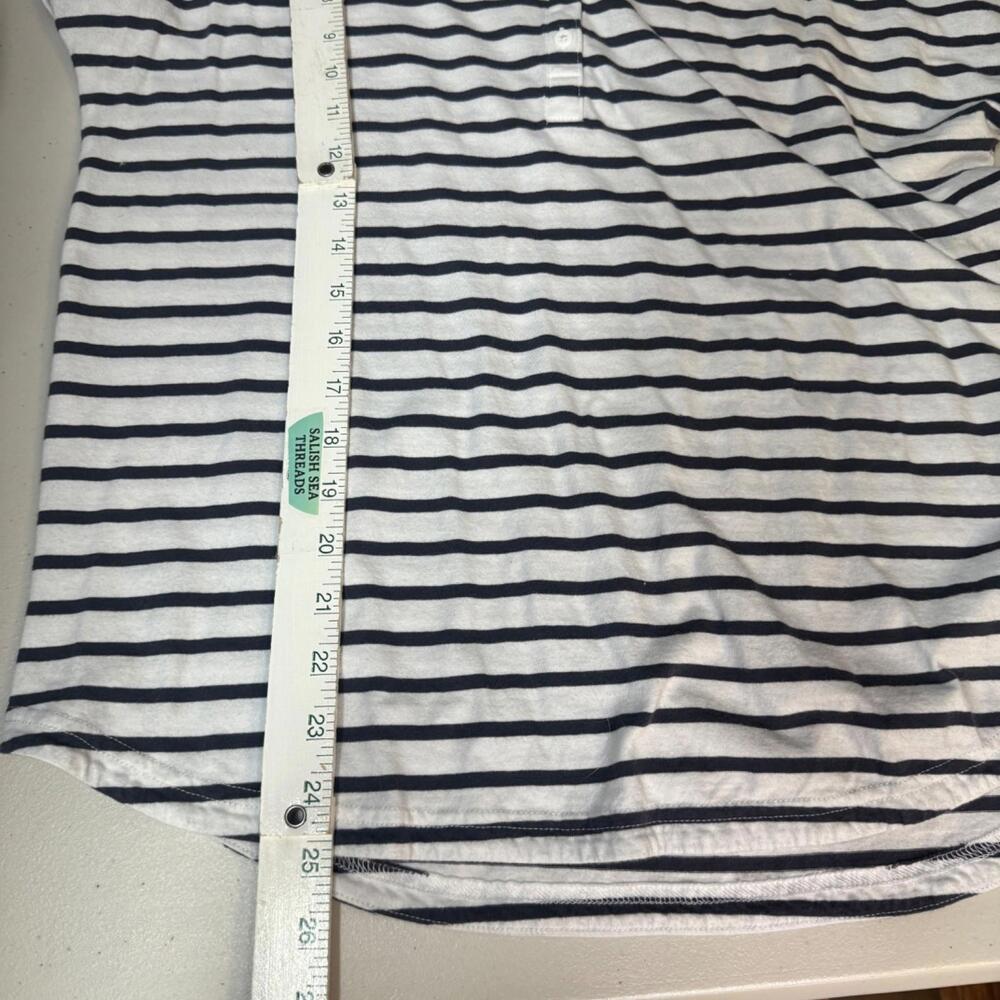 Duluth Trading Co. Women's M Stripe Henley Short Sleeve Tee Classic Cotton - Picture 4 of 8